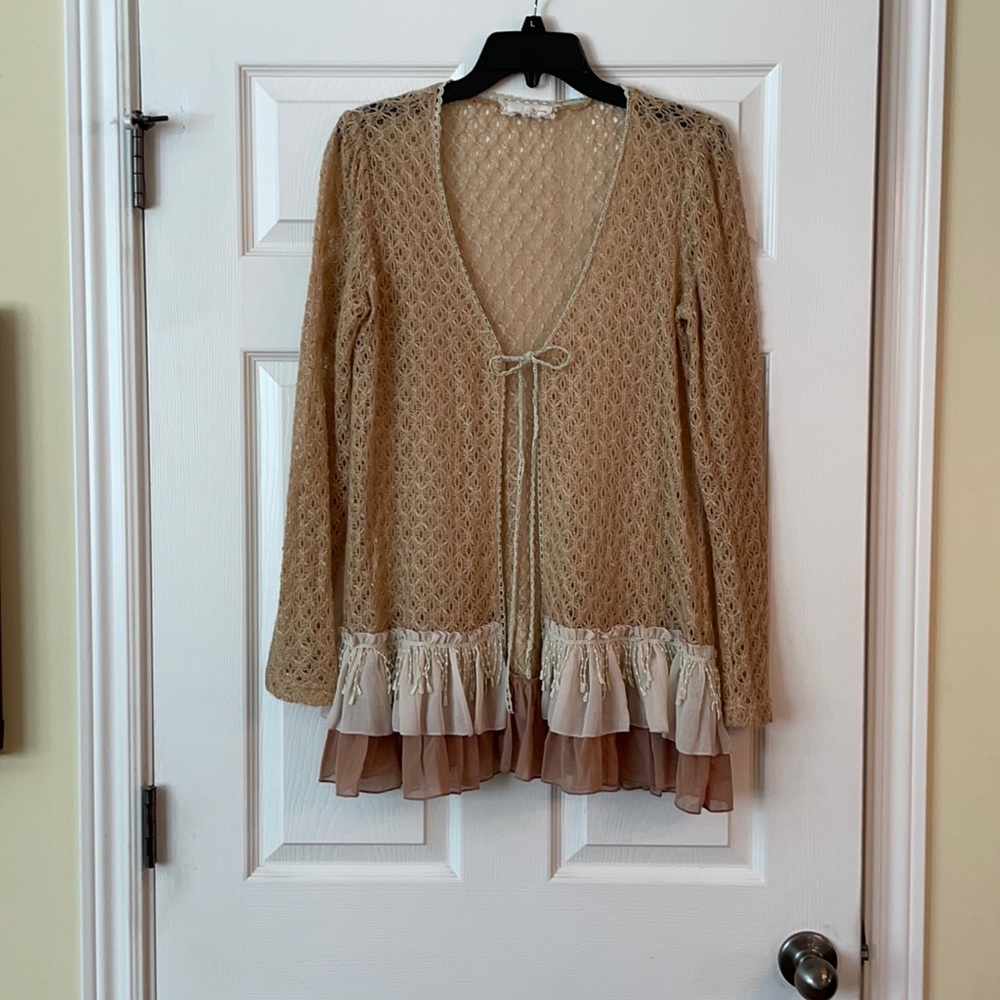 A’reve Gold Knit Cardigan with Tie